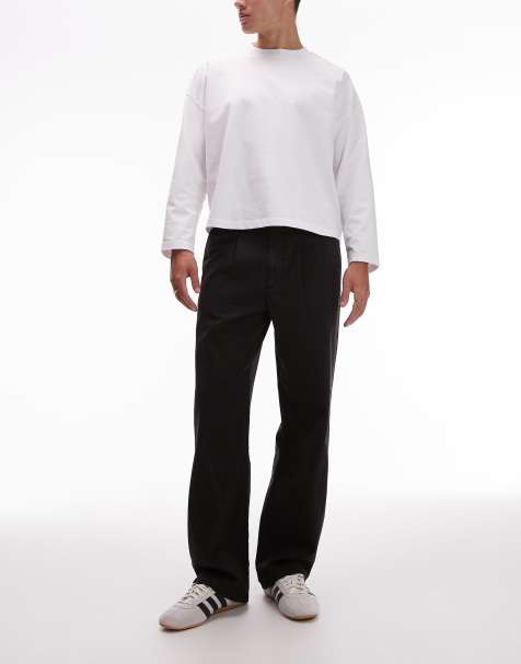 Topman baggy fit twill trouser in black - view 1