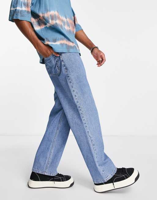 Topman - Baggy jeans i blå mellemvask 