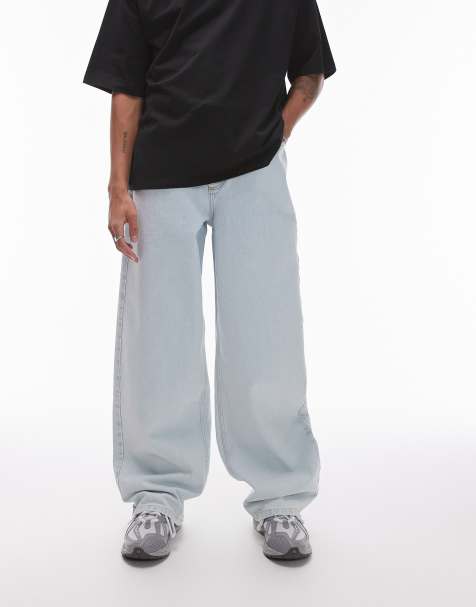 Topman baggy jeans in bleach wash - view 1
