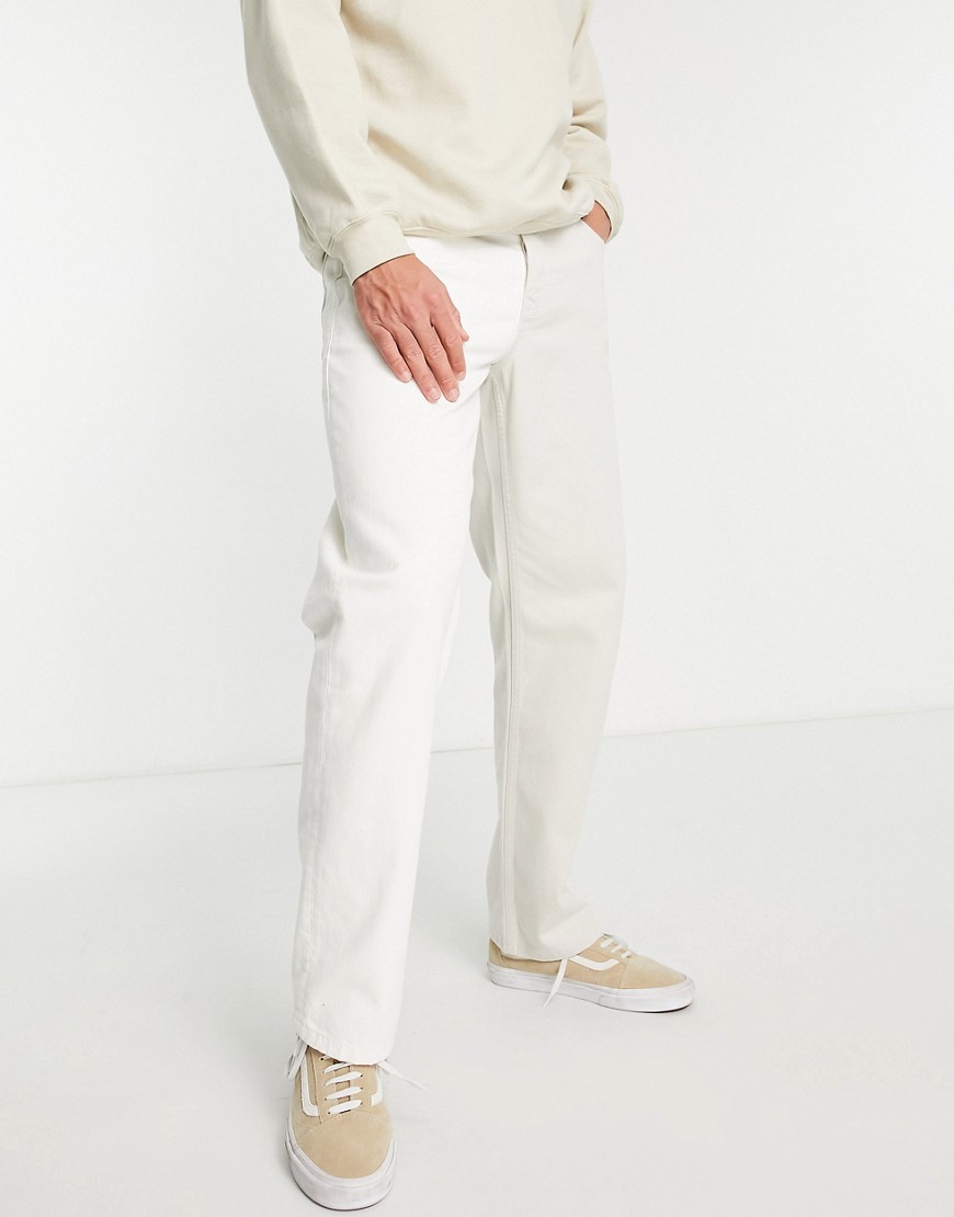 Topman baggy jeans in contrast ecru splice-White
