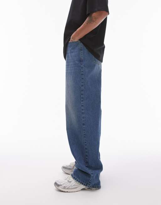Topman baggy jeans in mid wash blue ASOS
