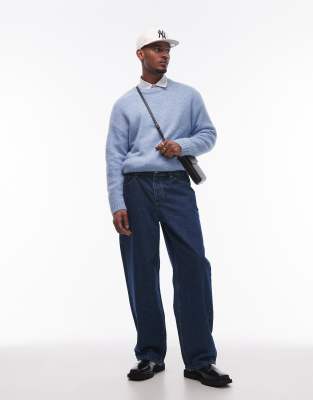 baggy jeans in mid wash blue