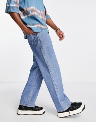 Topman baggy jeans in mid wash  - ASOS Price Checker