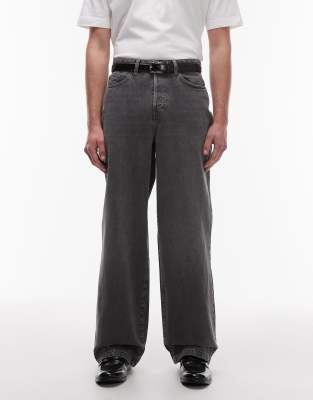 baggy jeans in washed black-Gray