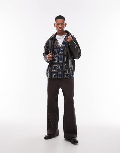 Topman - Baggy joggingbroek met textuur in bruin - view 1