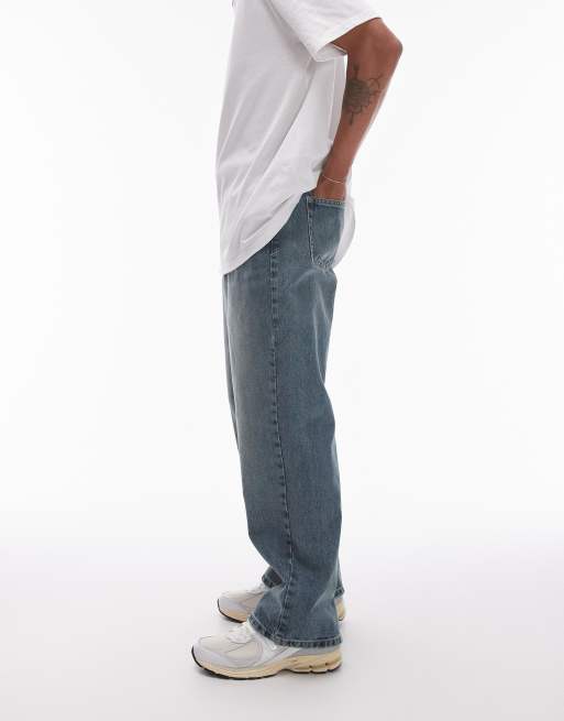 Topman baggy leg jeans in dirty tint, 3 of 5