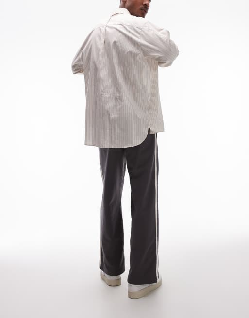 Topman baggy leg sweatpants with contrast side stripe in charcoal