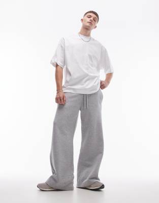 baggy leg sweatpants in heather gray