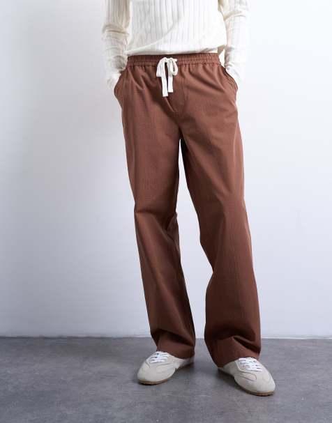 Topman baggy ripstop trouser in brown