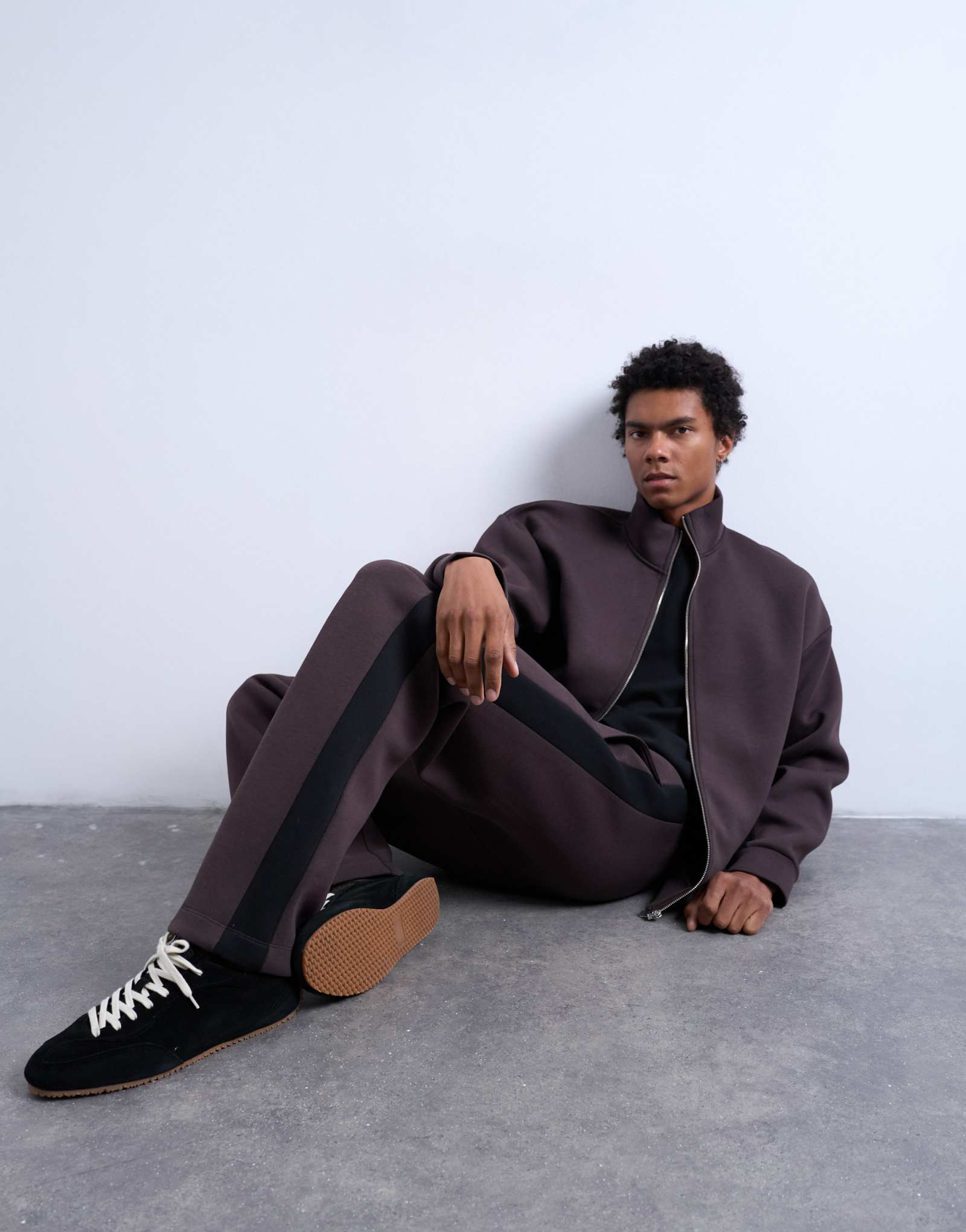 Мешковатые спортивные брюки Topman с вставками в полоску коричневого цвета
