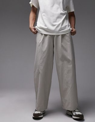 Topman extra wide trousers in stone