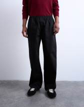 Topman baggy  trousers in twill with pintuck in black