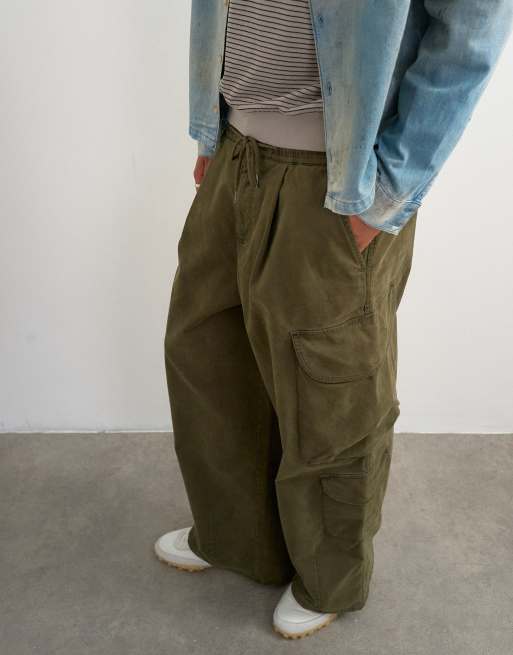 Topman balloon fit cargo trouser in khaki, 2 of 5