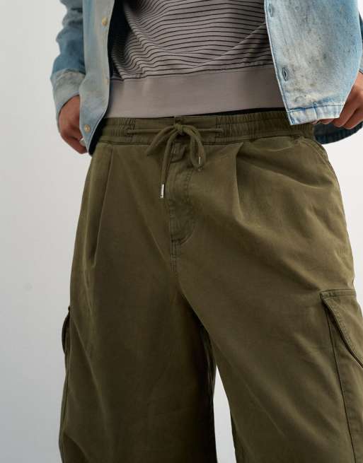 Topman balloon fit cargo trouser in khaki, 3 of 5