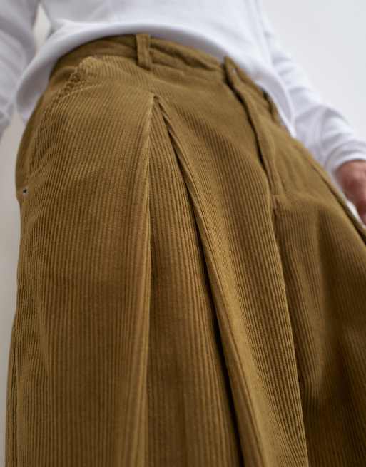 Topman balloon fit cord pant with pleats in camel, 5 of 5