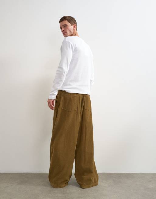 Topman balloon fit cord trouser with pleats in camel, 4 of 5