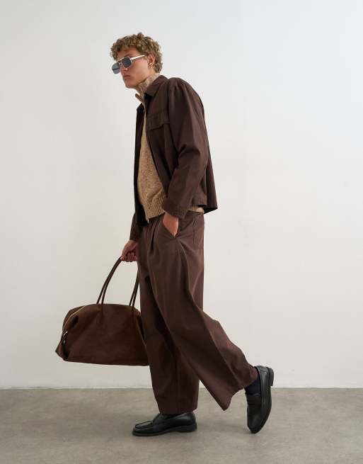 Topman herringbone co ord in brown, 2 of 3
