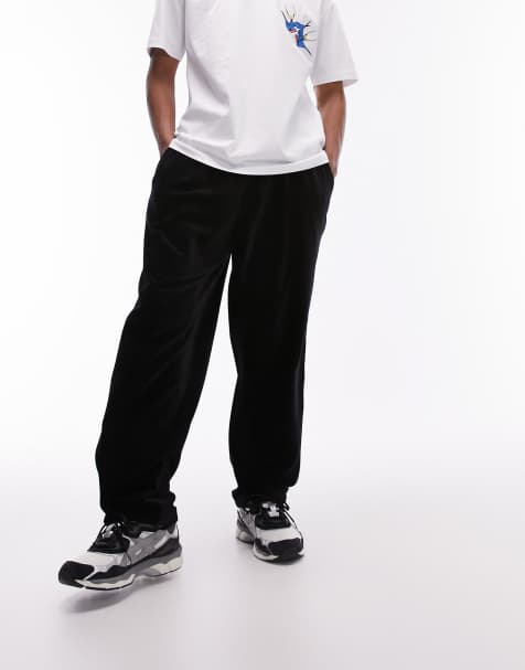 Mens White Velour Track Pants, Sweatpants