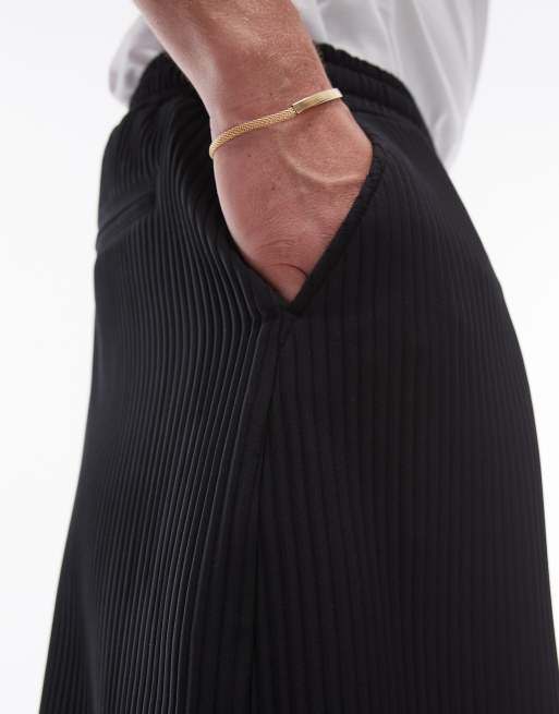 Topman balloon plisse pants in black, 3 of 5