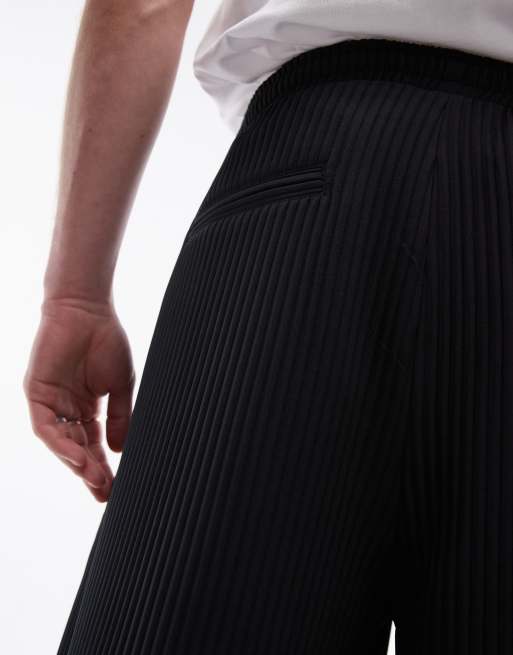 Topman balloon plisse pants in black, 5 of 5