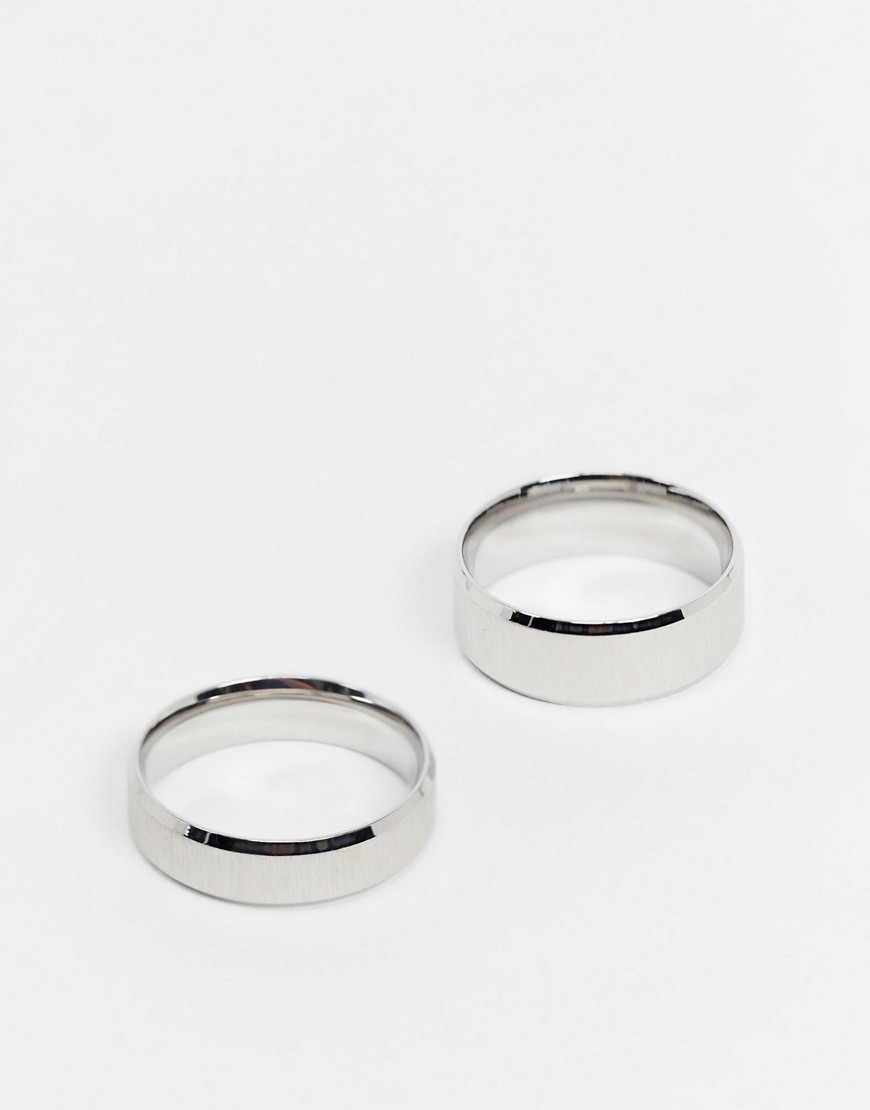 Topman band ring 2 pack in silver