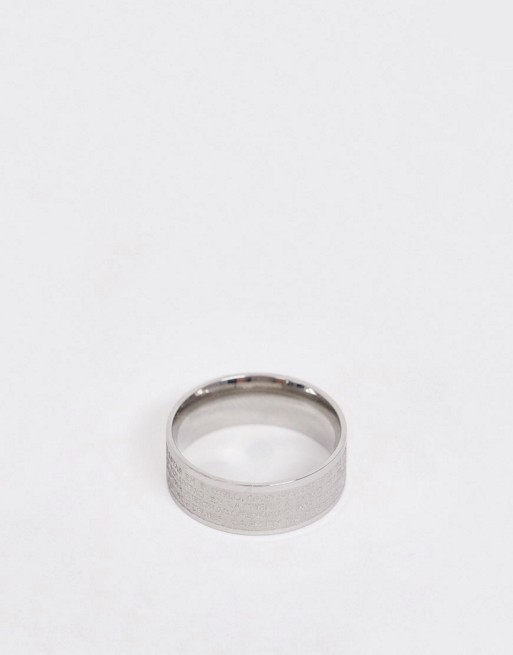 Topman band ring with cross detail in silver