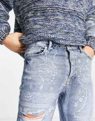 bandana print jeans mens