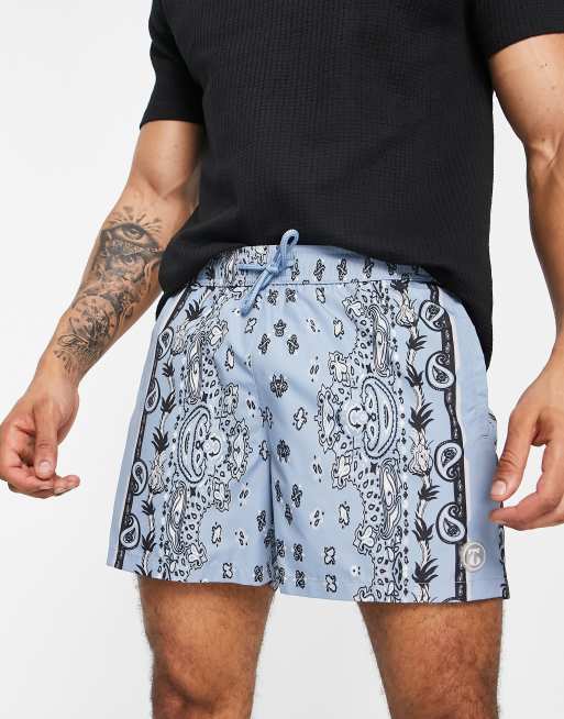 Topman bandana print swim shorts in blue | ASOS