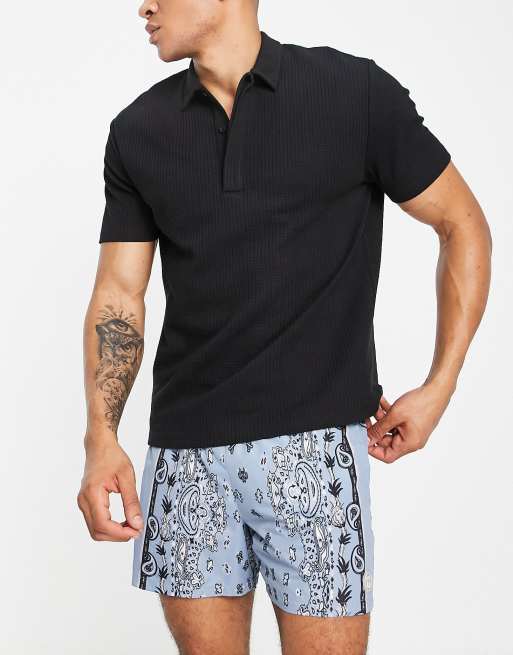 Topman bandana print swim shorts in blue, 3 of 4