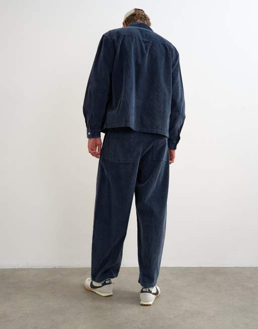Topman barrel fit cord pants in washed blue, 3 of 5