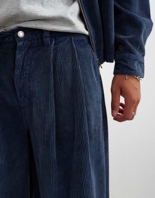 Topman barrel fit cord pants in washed blue, 4 of 5