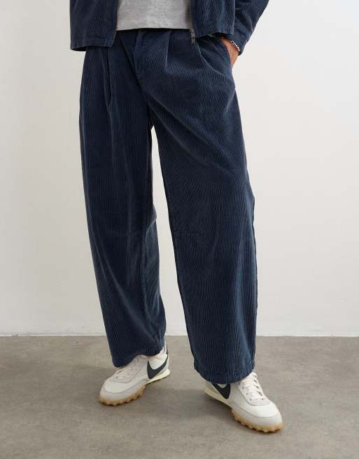 Topman barrel fit cord pants in washed blue, 5 of 5