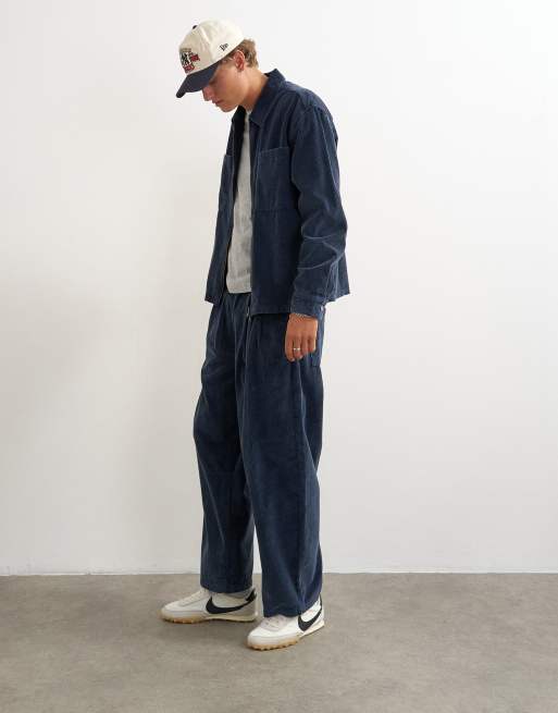 Topman barrel fit cord trouser in washed blue, 2 of 5