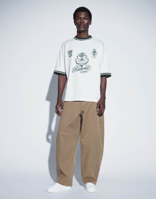Topman barrel fit trouser in tan, 2 of 5