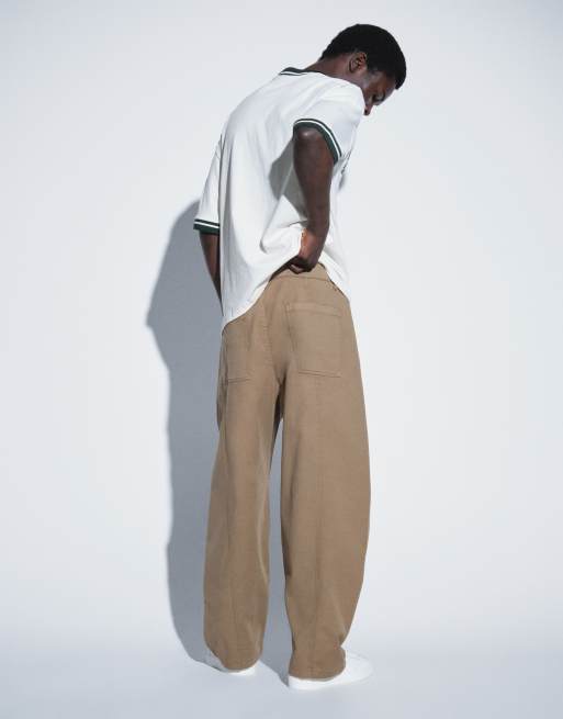 Topman barrel fit trouser in tan, 4 of 5