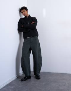 Model wearing Barrel jean in green