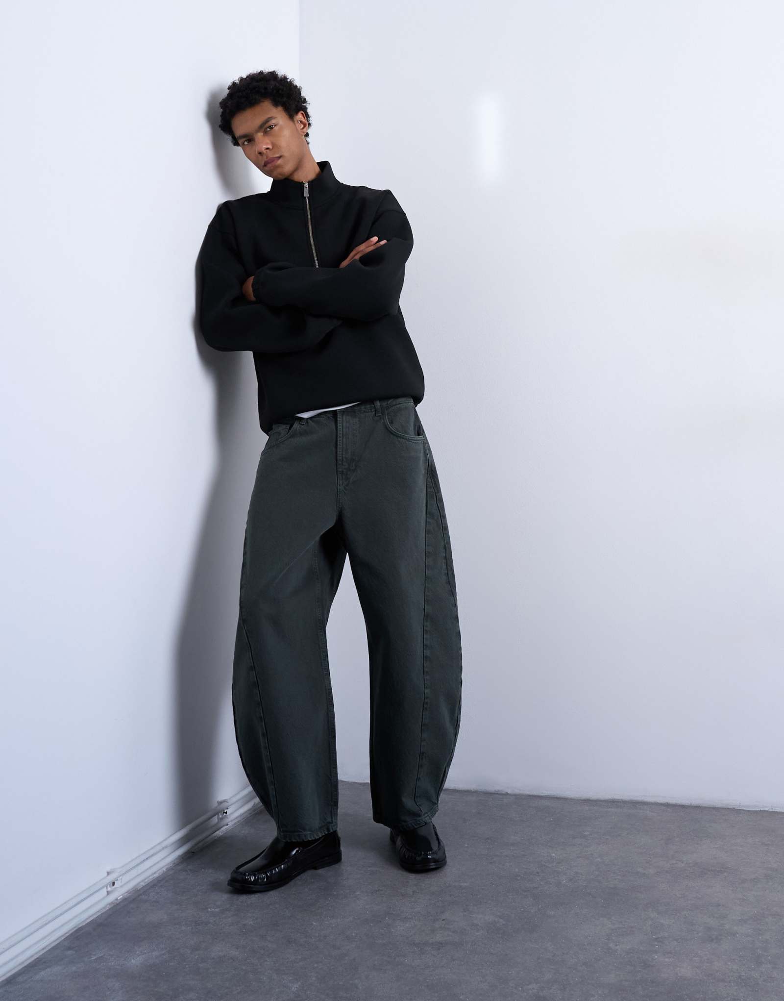 Джинсы-бочонки Topman зеленого цвета