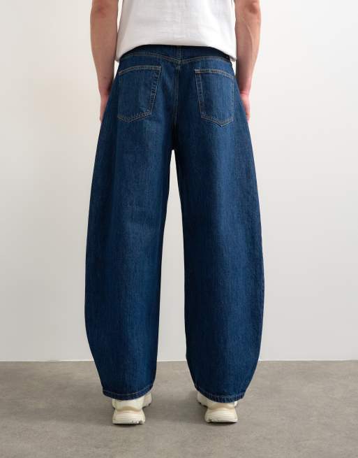 Topman - Barrel - Jeans rigidi a cilindro lavaggio scuro, 4 di 7
