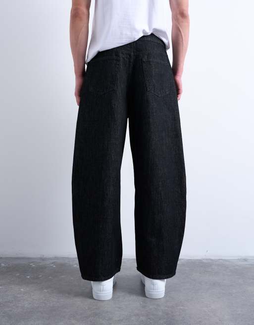 Topman - Barrel - Jeans rigidi a cilindro nero grezzo, 4 di 7
