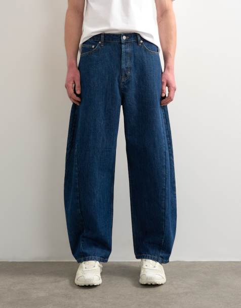 Topman – Barrel-Leg-Jeans aus festem Denim in dunkler Waschung - view 1
