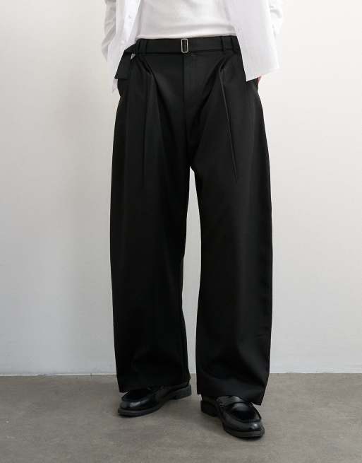 Topman barrel leg pantalon met riem in zwart, 2 van 5