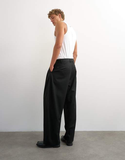 Topman barrel leg pantalon met riem in zwart, 4 van 5