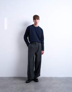 Barrel trousers in herringbone warm handle in grey