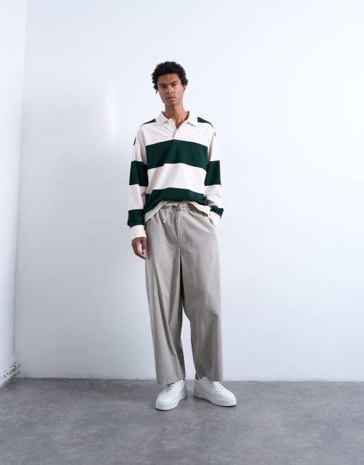 Topman barrel trousers in ripstop in stone