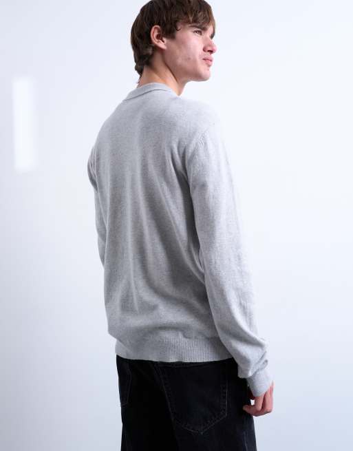 Topman – Basic-Polohemd aus Strick in Hellgrau mit Knopfleiste, 4 von 5