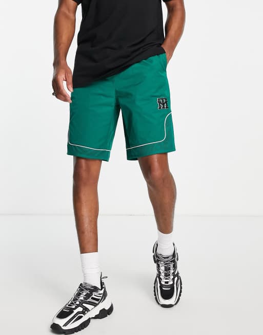 Topman - Basketbalshort met lange pasvorm in groen