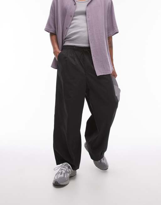 Topman – Baumwoll-Hose in Schwarz mit weitem Bein