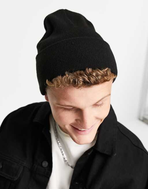 Topman - Beanie van polyester in zwart - BLACK