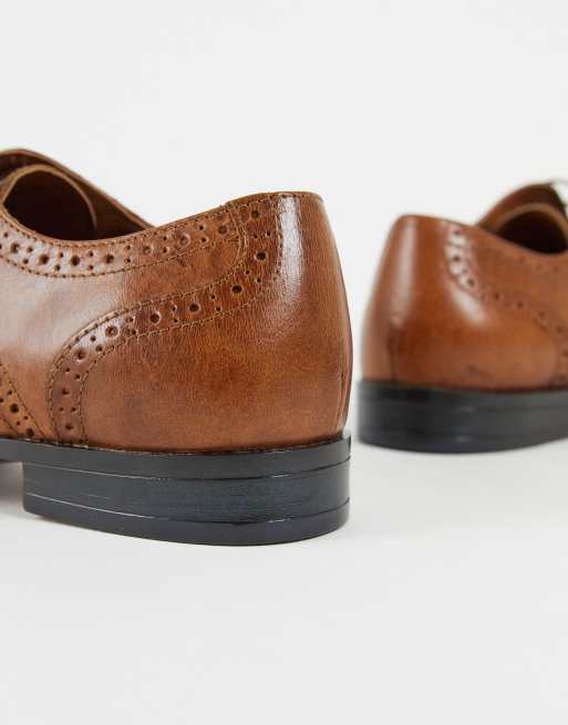 Topman – Bedd – Ljusbruna brogueskor i äkta läder, 3 av 4