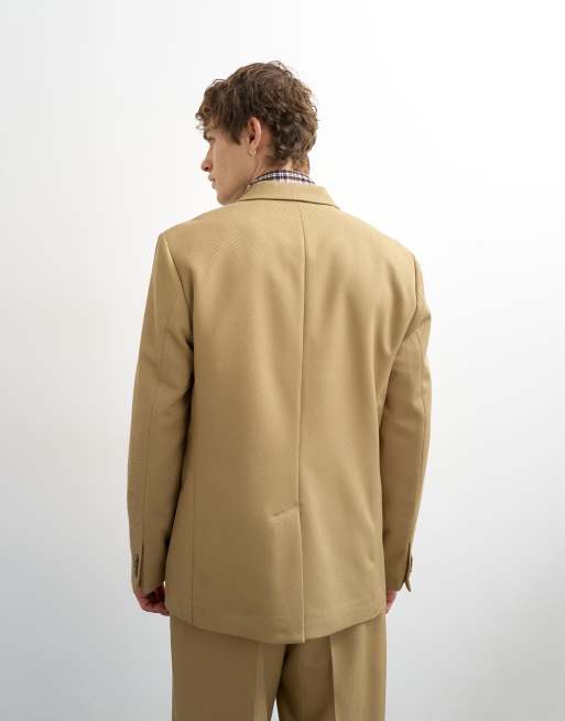 Topman – Beige, avslappnad kavaj i twill, del av kostym, 3 av 5